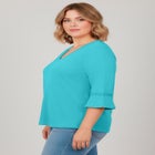 Crochet Trim Ruffle Sleeve Top image number null