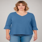 Crochet Trim Ruffle Sleeve Top image number null