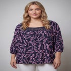 Lace Neckline Peasant Blouse image number 0