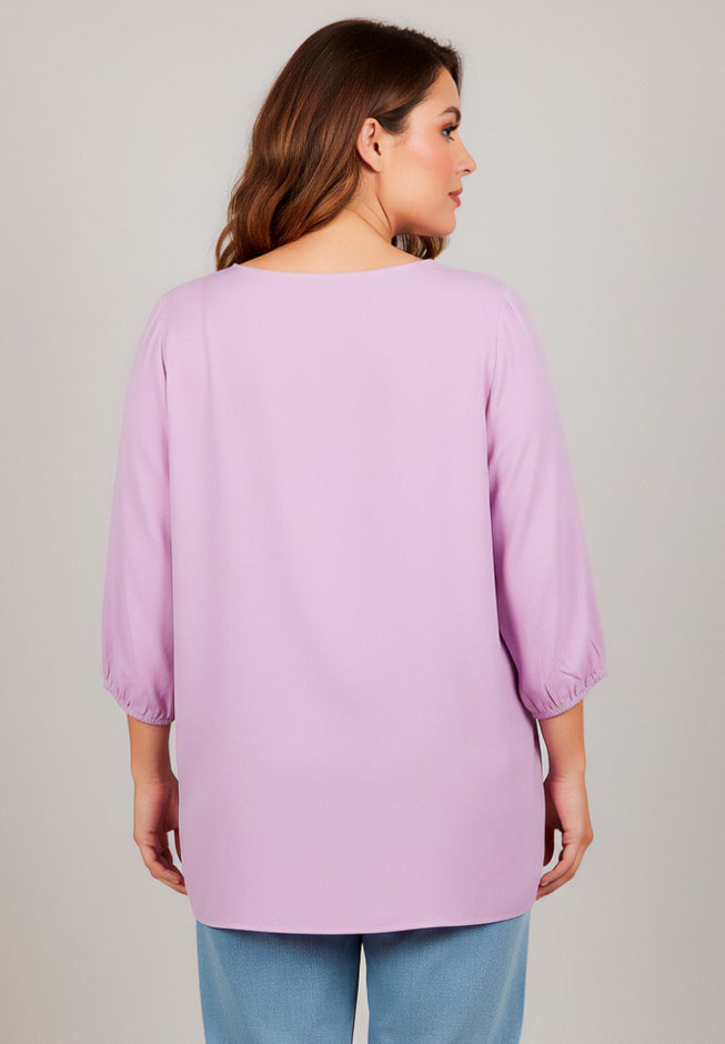 Lace Neckline Peasant Blouse image number 2