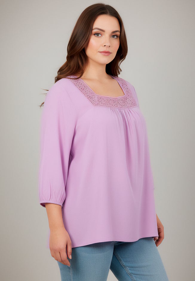 Lace Neckline Peasant Blouse image number 1