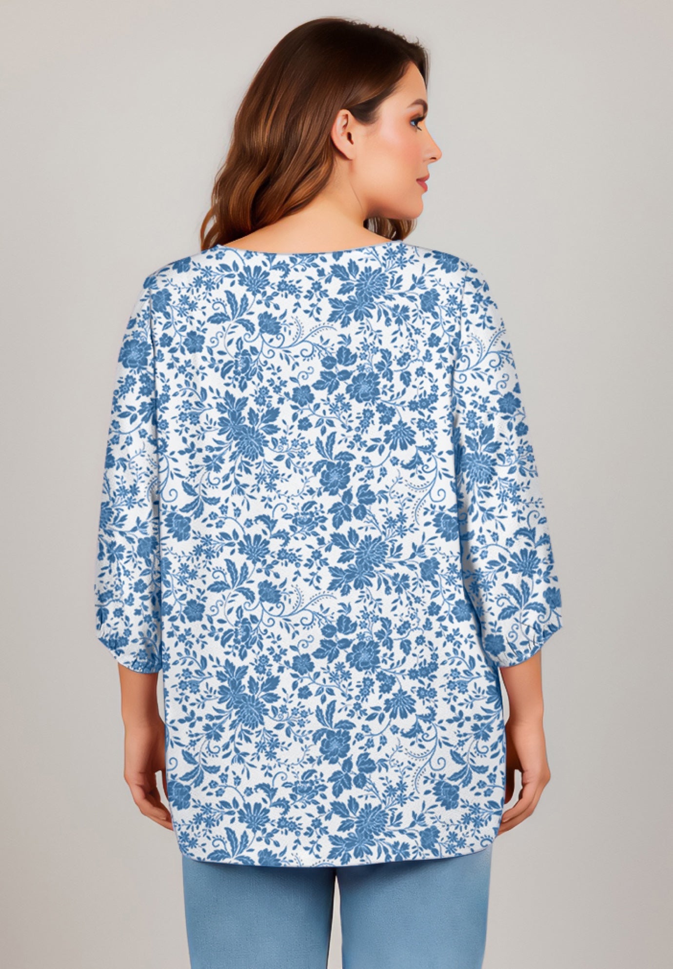 Lace Neckline Peasant Blouse image number 2