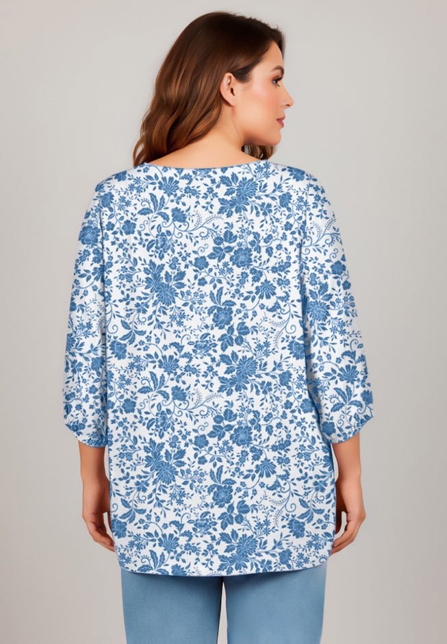 Lace Neckline Peasant Blouse image number 2