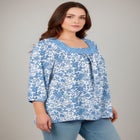 Lace Neckline Peasant Blouse image number null