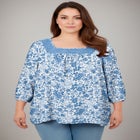 Lace Neckline Peasant Blouse image number null