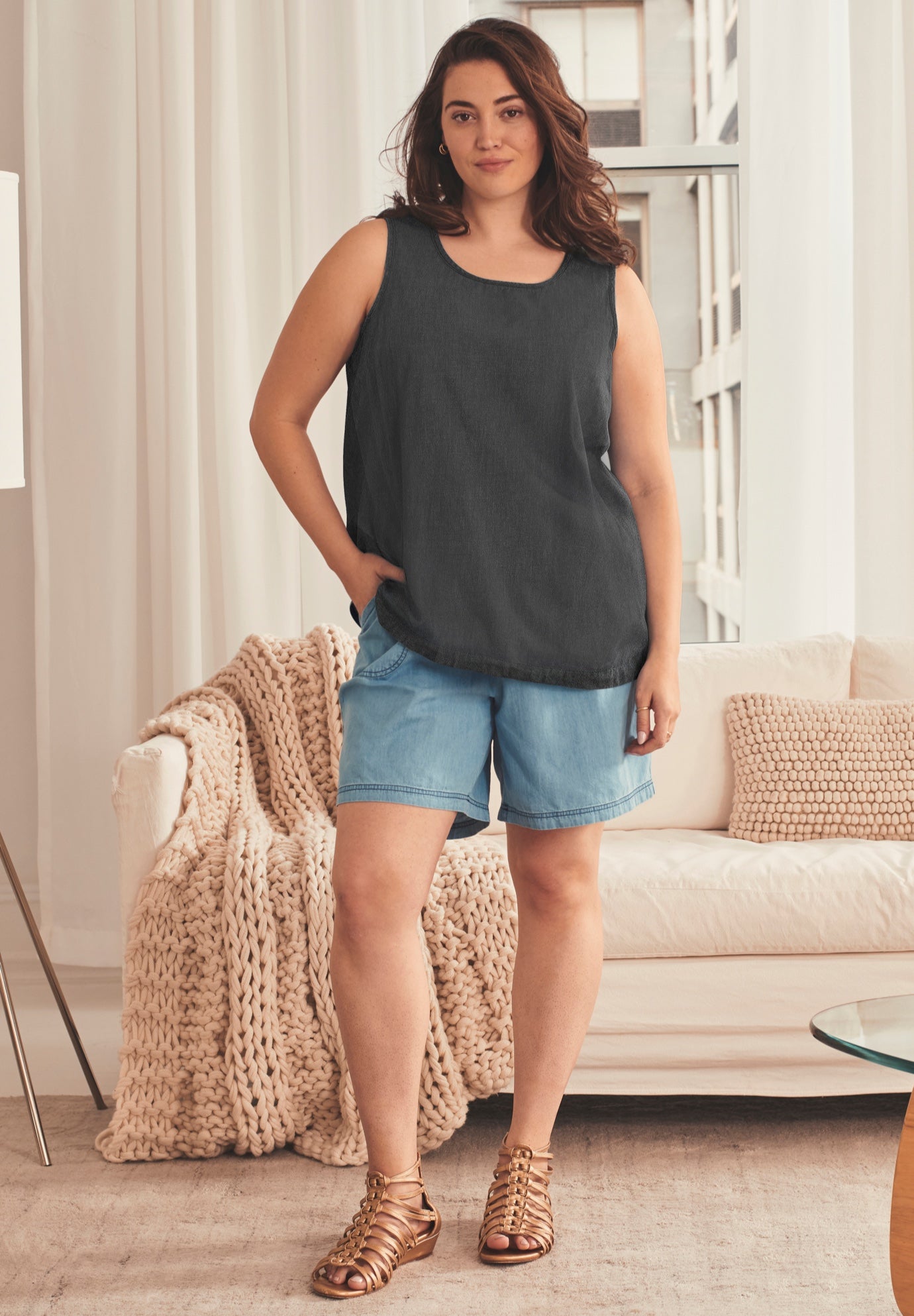 Chambray Sleeveless Tank image number 0