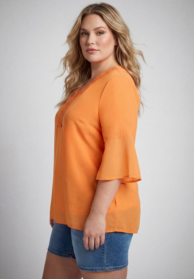 Crochet Trim Caftan Top image number 2