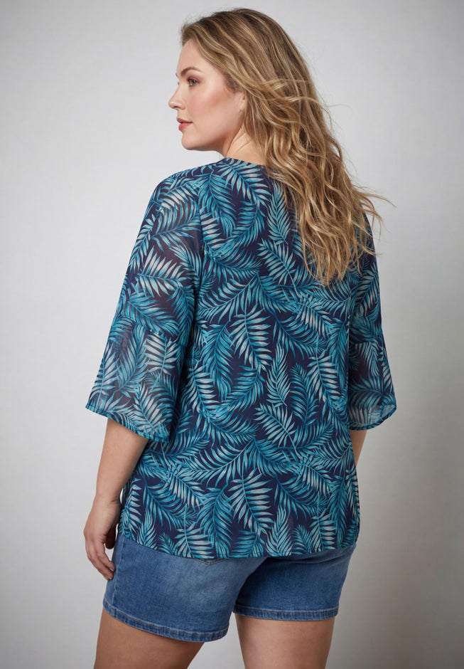 Crochet Trim Caftan Top image number 1