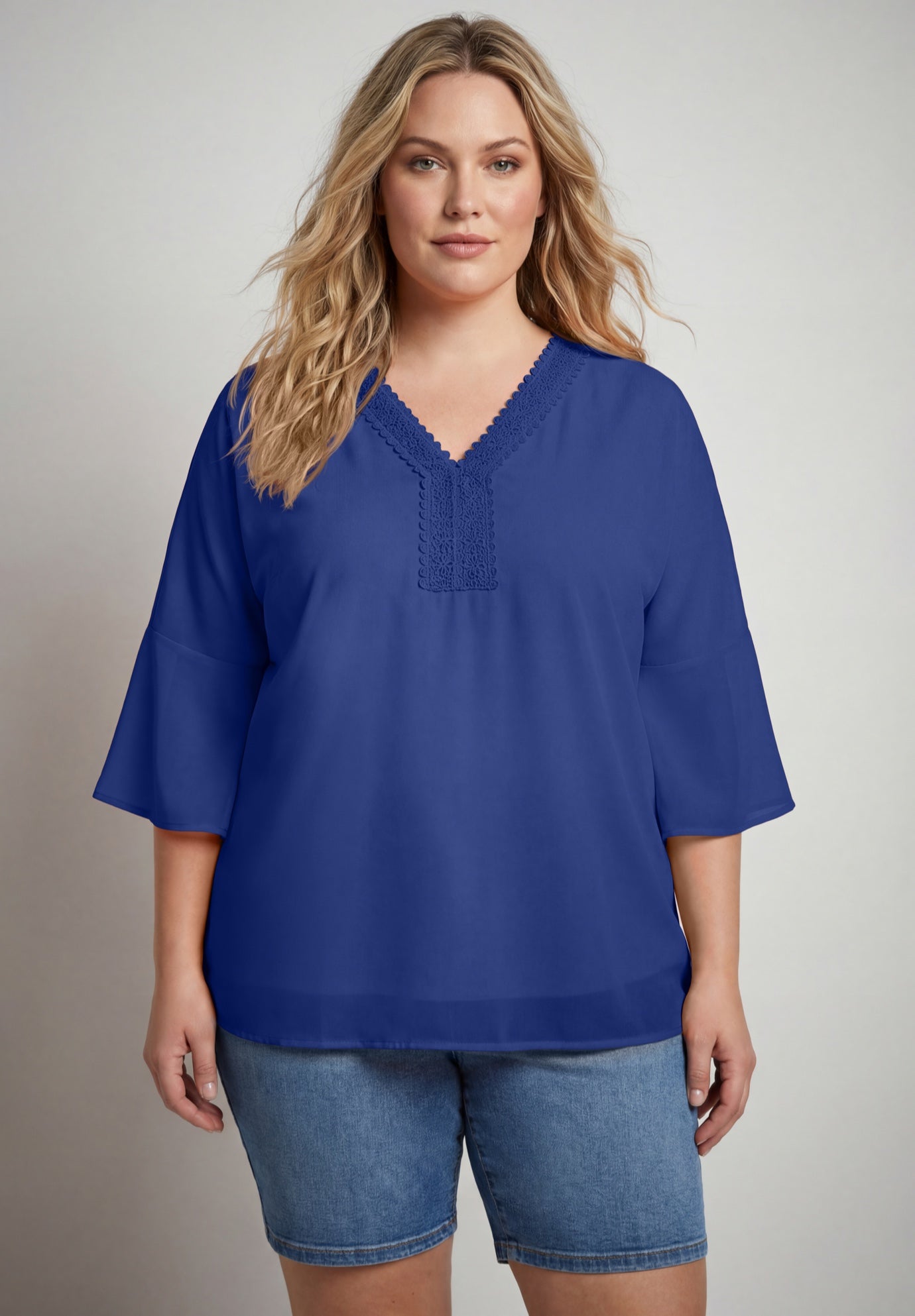 Crochet Trim Caftan Top image number 0