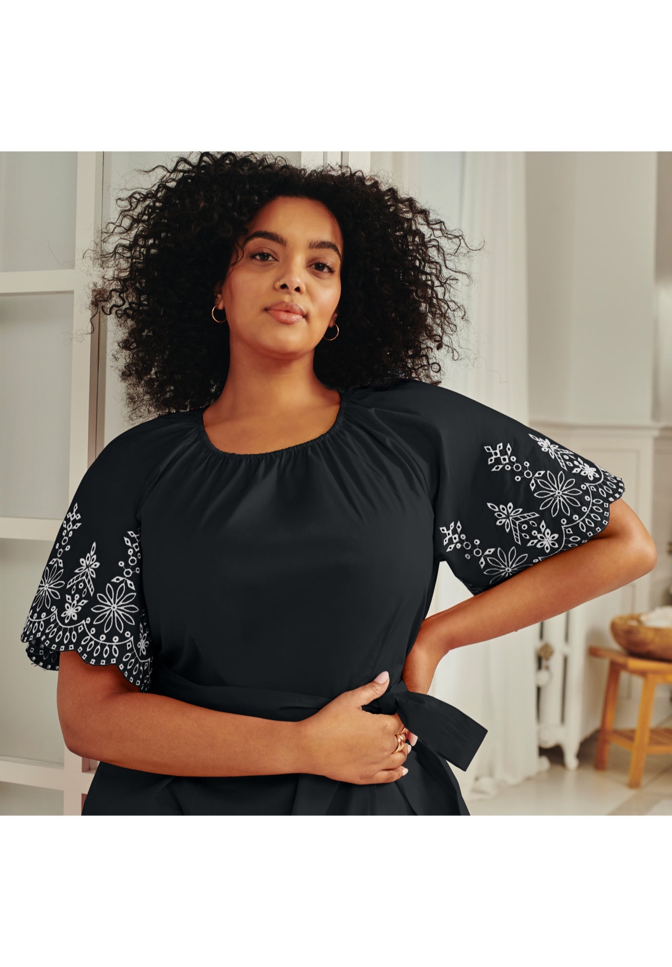 Eyelet Embroidered Midi Dress image number 1