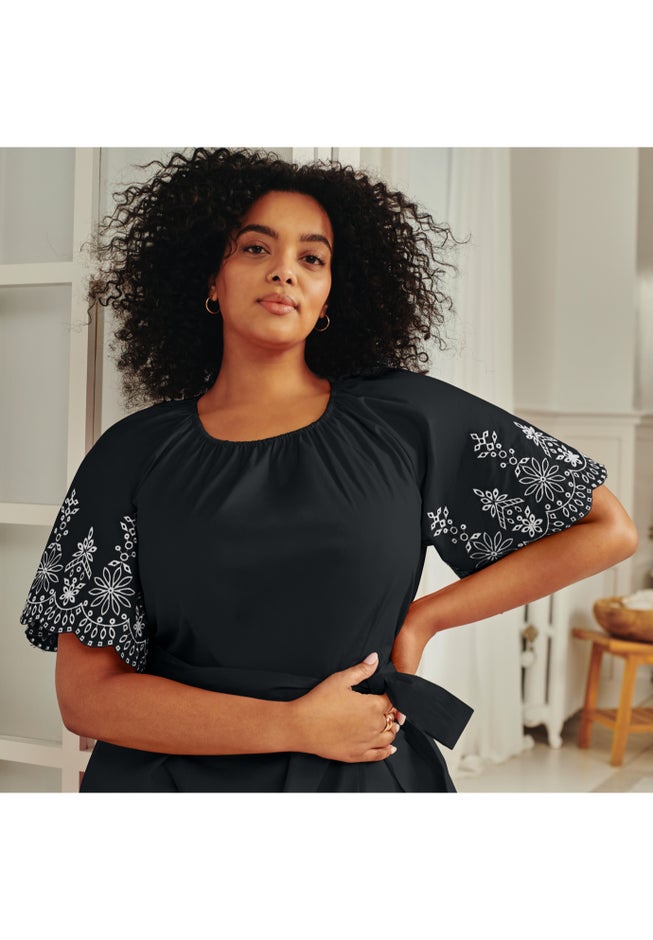 Eyelet Embroidered Midi Dress image number 1