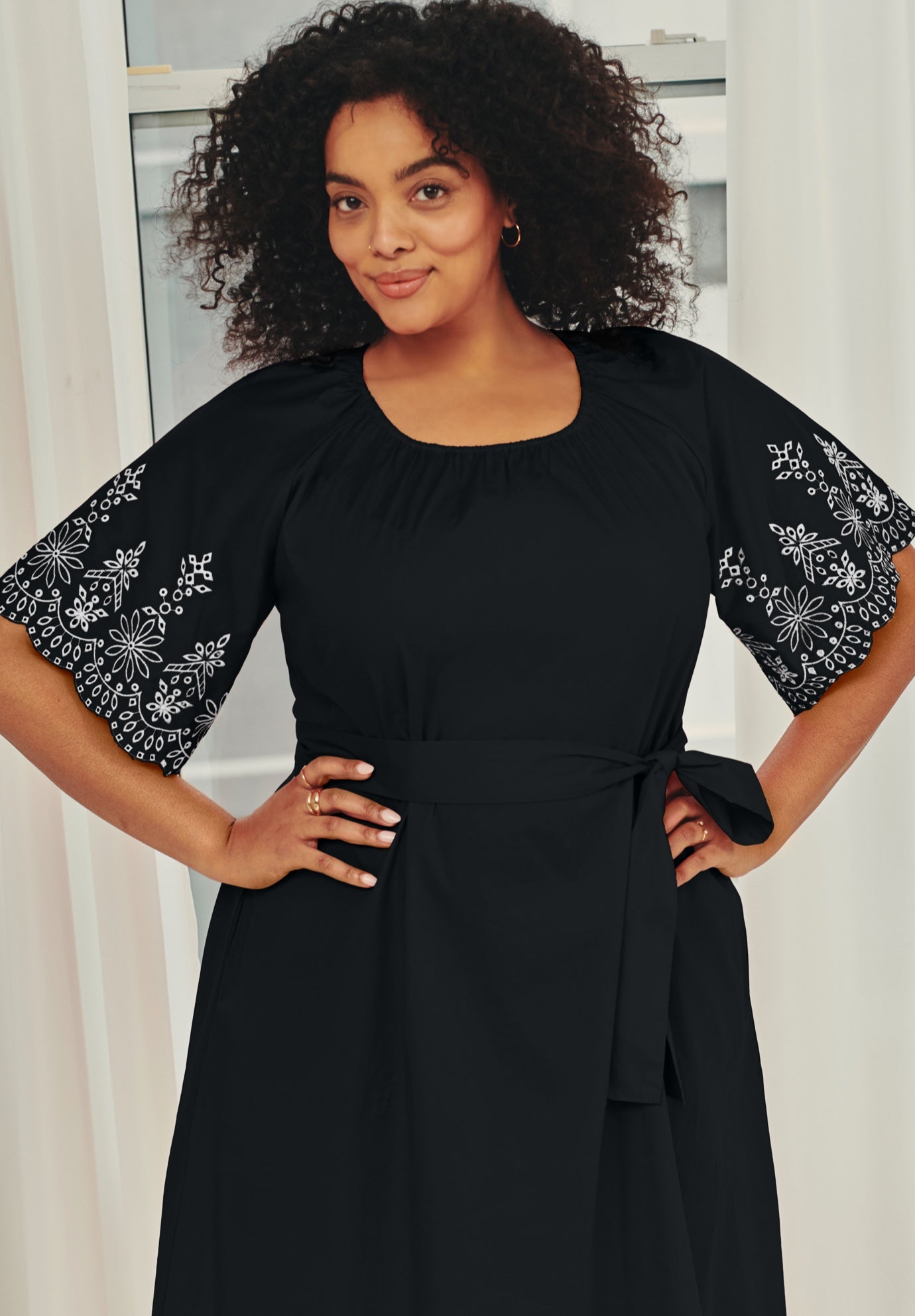Eyelet Embroidered Midi Dress image number 2