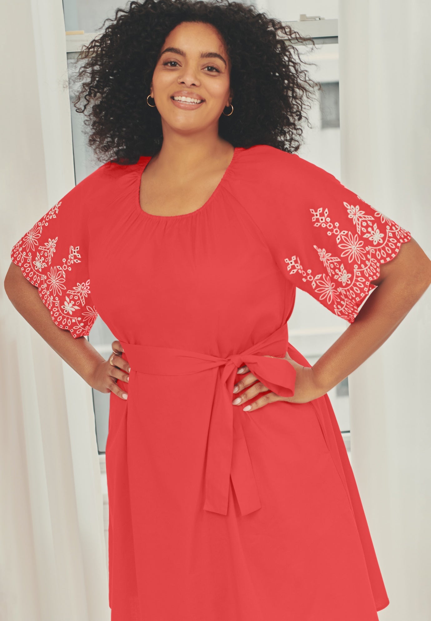 Eyelet Embroidered Midi Dress image number 1