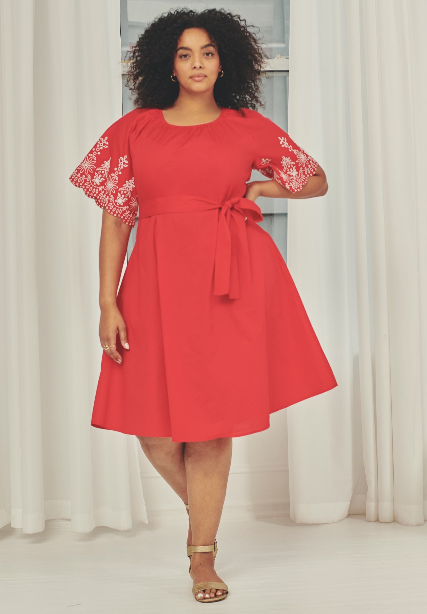 Eyelet Embroidered Midi Dress image number 0