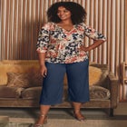 Knit Gauze Smocked Wide-Leg Crop image number null