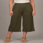 Knit Gauze Smocked Wide-Leg Crop image number null