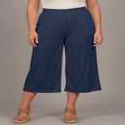 Knit Gauze Smocked Wide-Leg Crop image number null