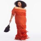 Off-Shoulder Fringe Sweater Dress image number null