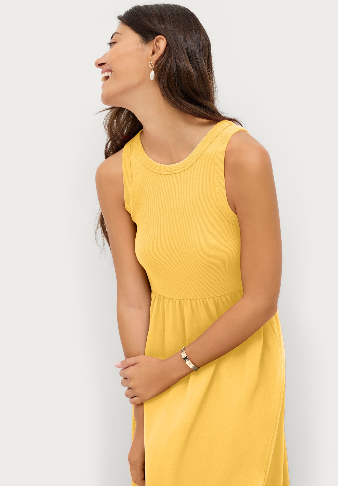 Ribbed Bodice Knit Empire Midi Dress image number 2