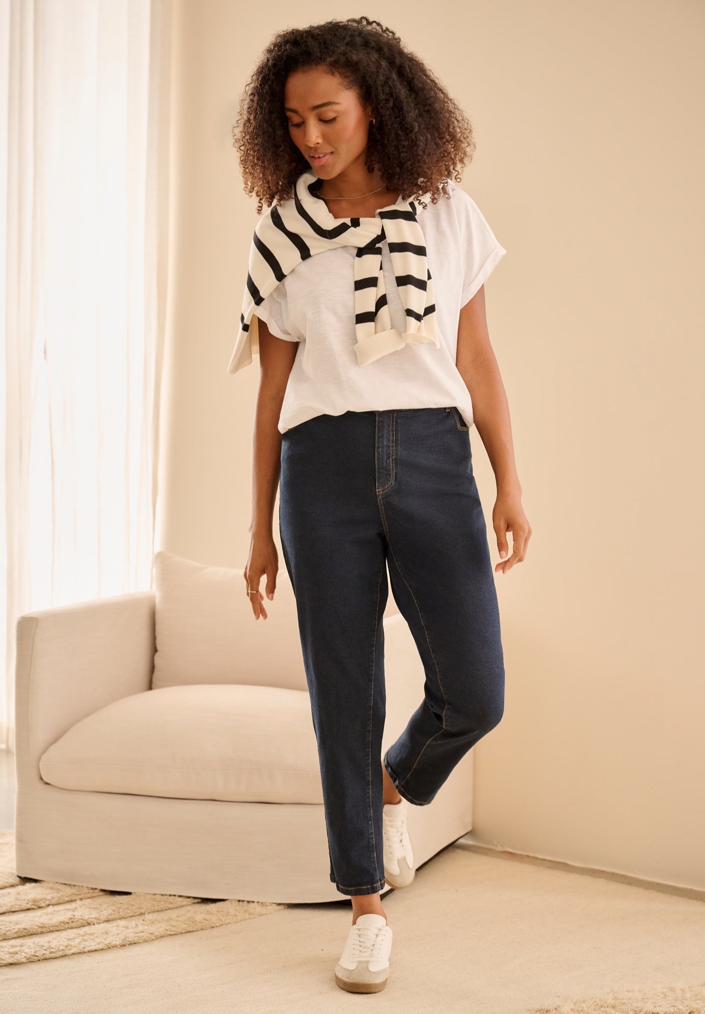 Cotton Jersey Slub Crew Neck Tee With Rolled Cuffs image number 2