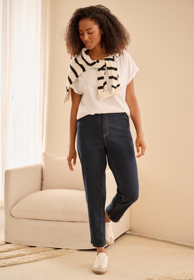 Cotton Jersey Slub Crew Neck Tee With Rolled Cuffs image number 2