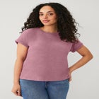 Cotton Jersey Slub Crew Neck Tee With Rolled Cuffs image number 0