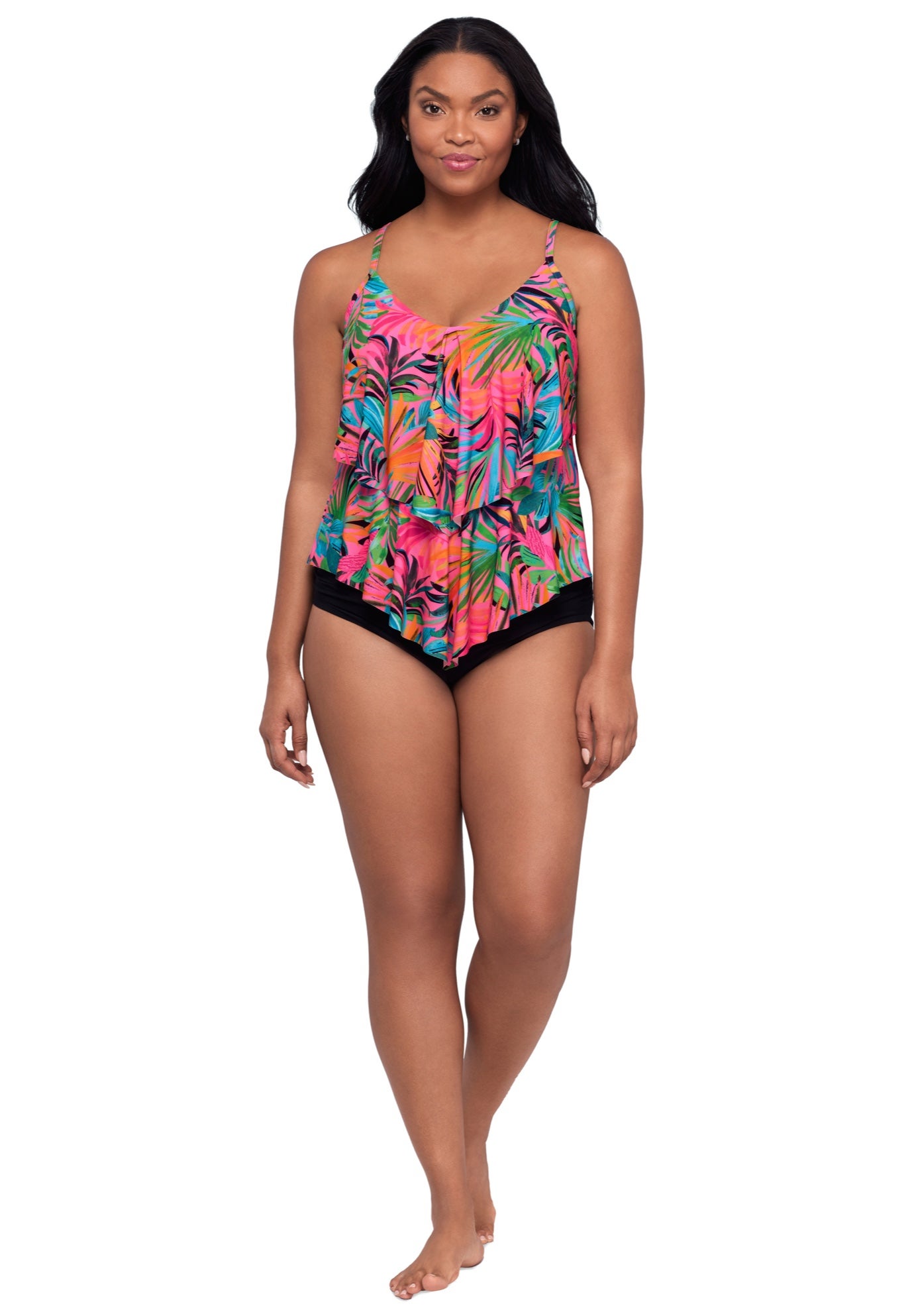 Ronnie Two Tier Ruffle Tankini Swimsuit Top image number 0