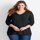 V-Neck Tunic Sweater image number null