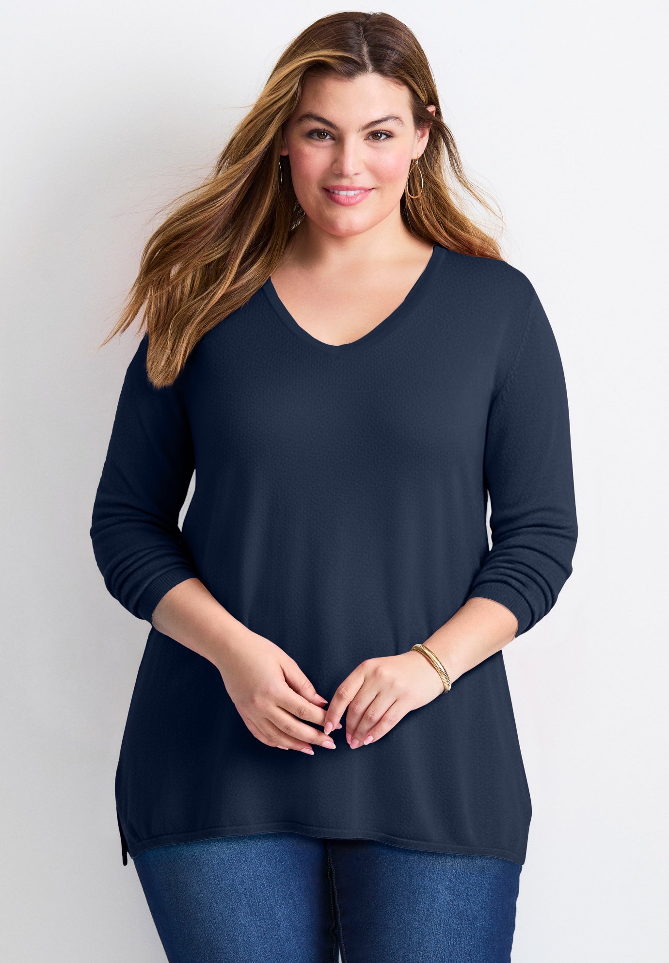 V-Neck Tunic Sweater image number 0