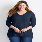 V-Neck Tunic Sweater image number null