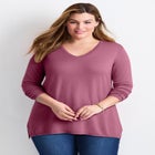 V-Neck Tunic Sweater image number null
