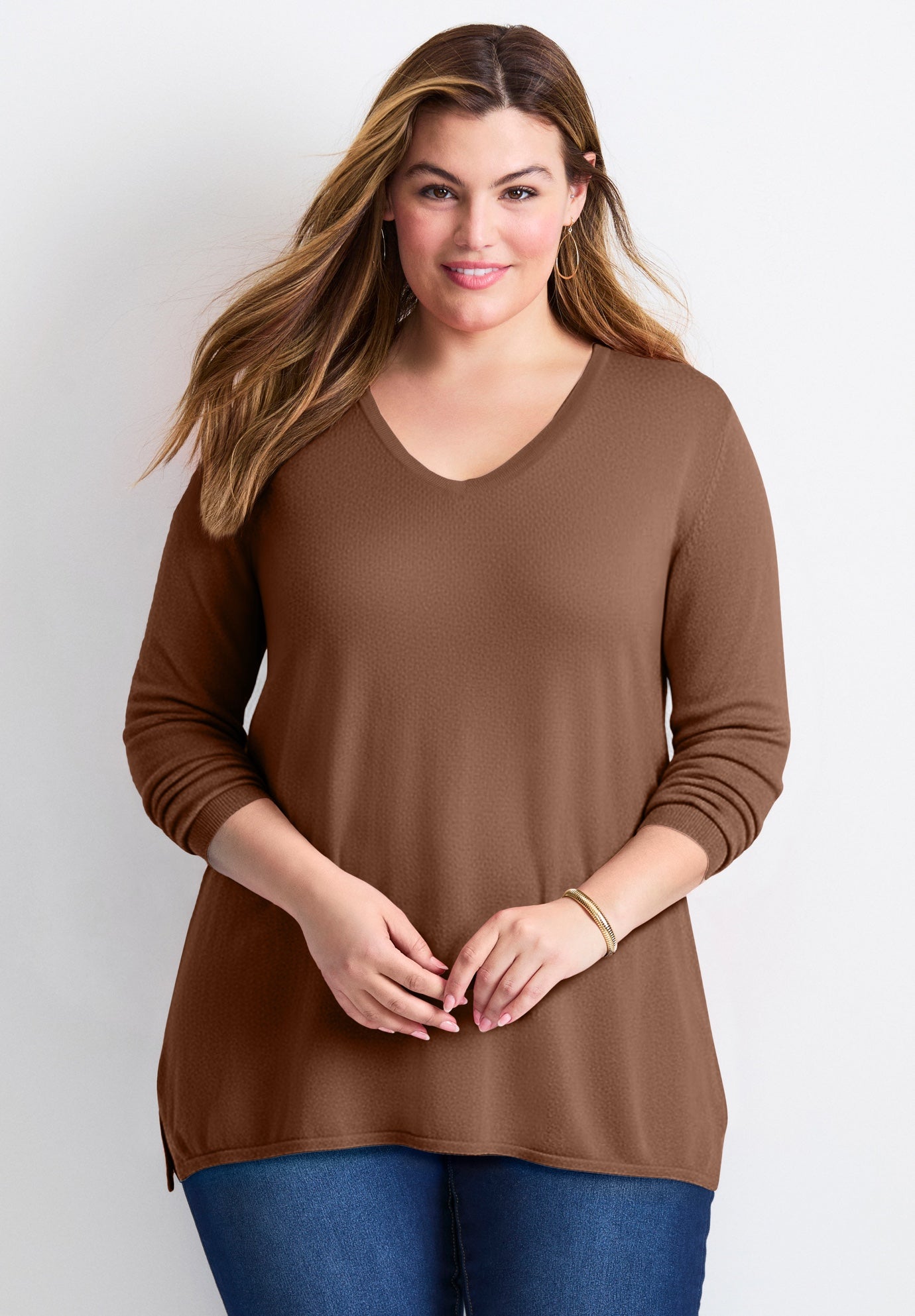 V-Neck Tunic Sweater image number 0