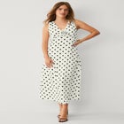 Sleeveless A-line Long Midi Dress With Flower Pin image number 1