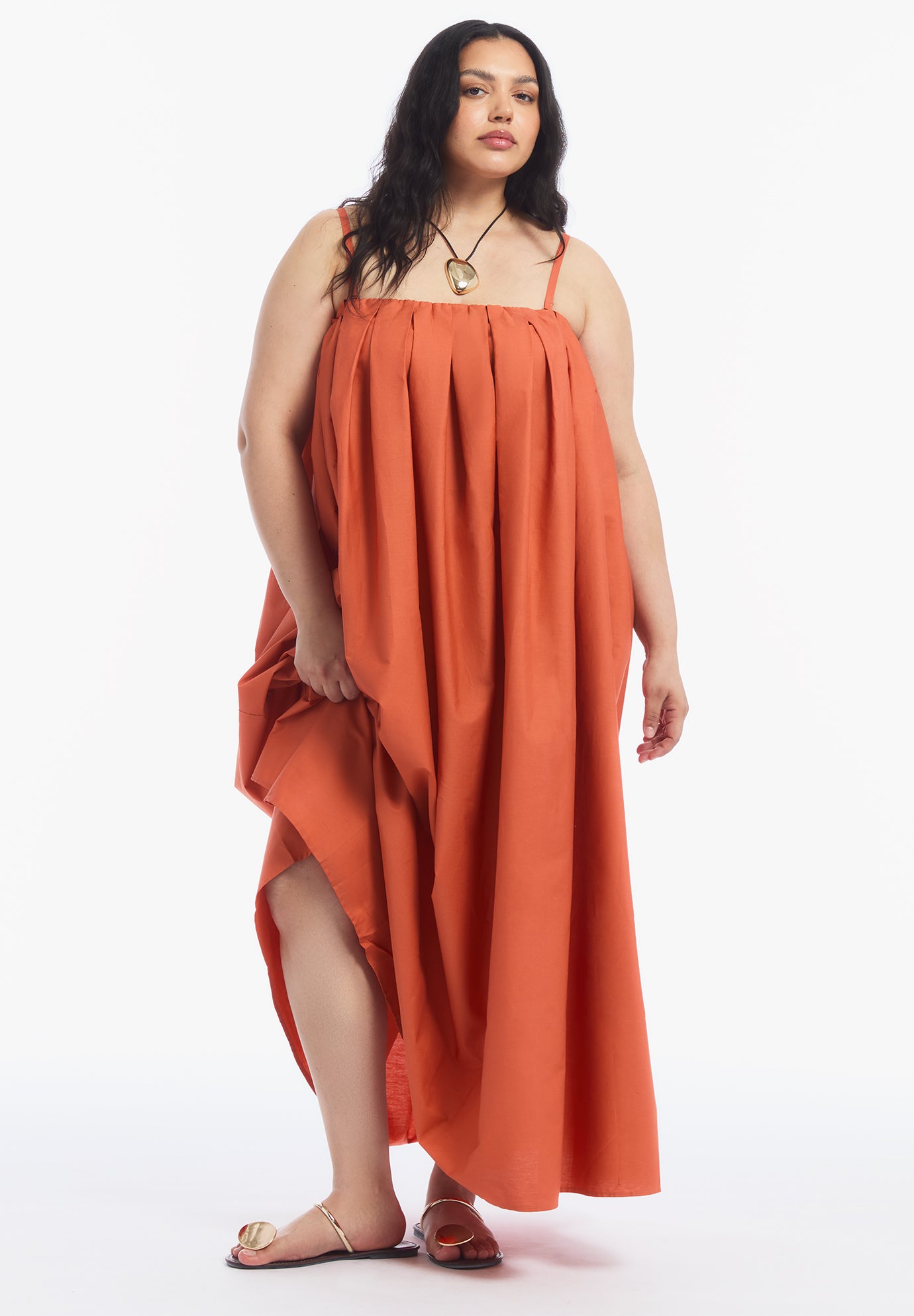Pleated Poplin Maxi Dress image number 2