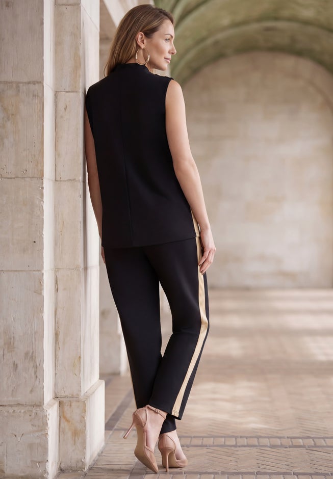 Stretch Knit Crepe Mock Neck Set image number 1