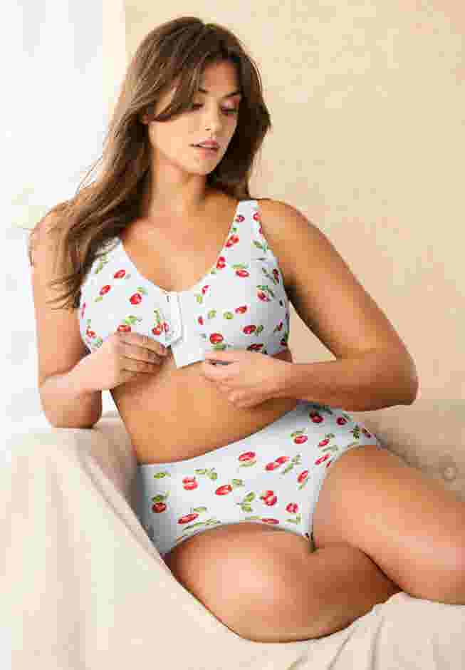Cotton Front-Close Wireless Bra image number 10