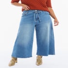 Wide-Leg Denim Culotte image number null