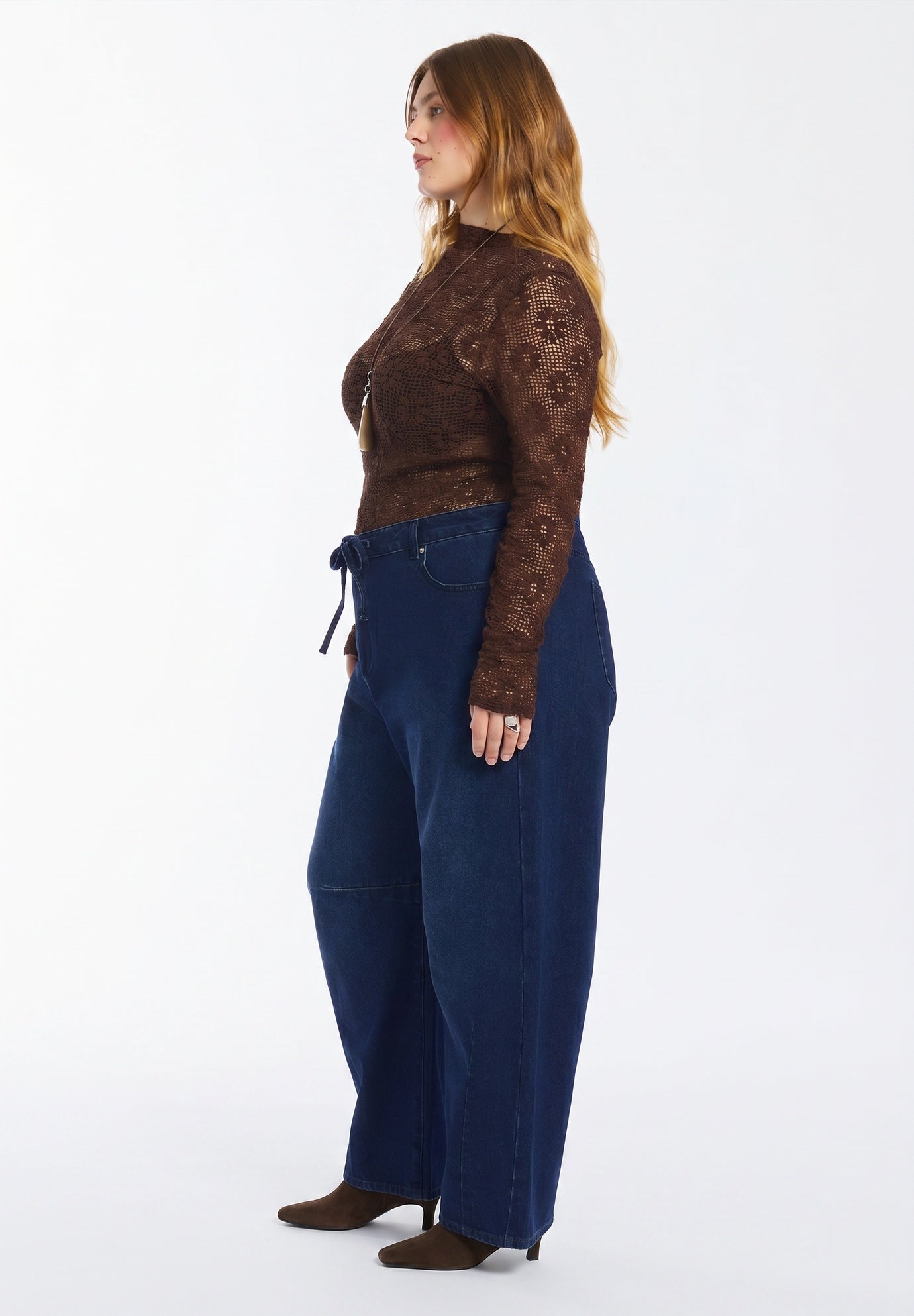 Dramatic Drawstring Barrel Jean image number 3