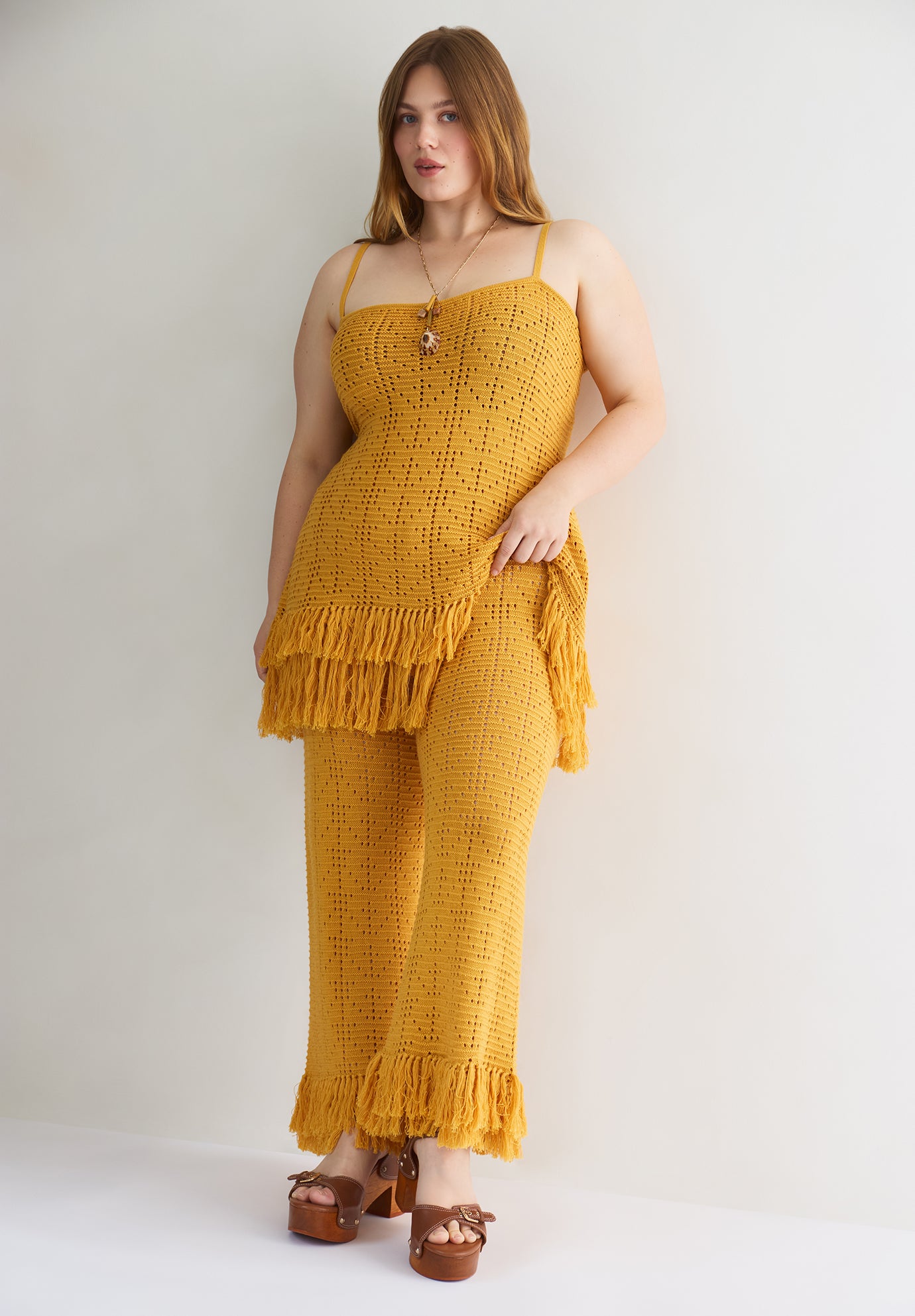 Fringe Trim Pointelle Knit Pant image number 4
