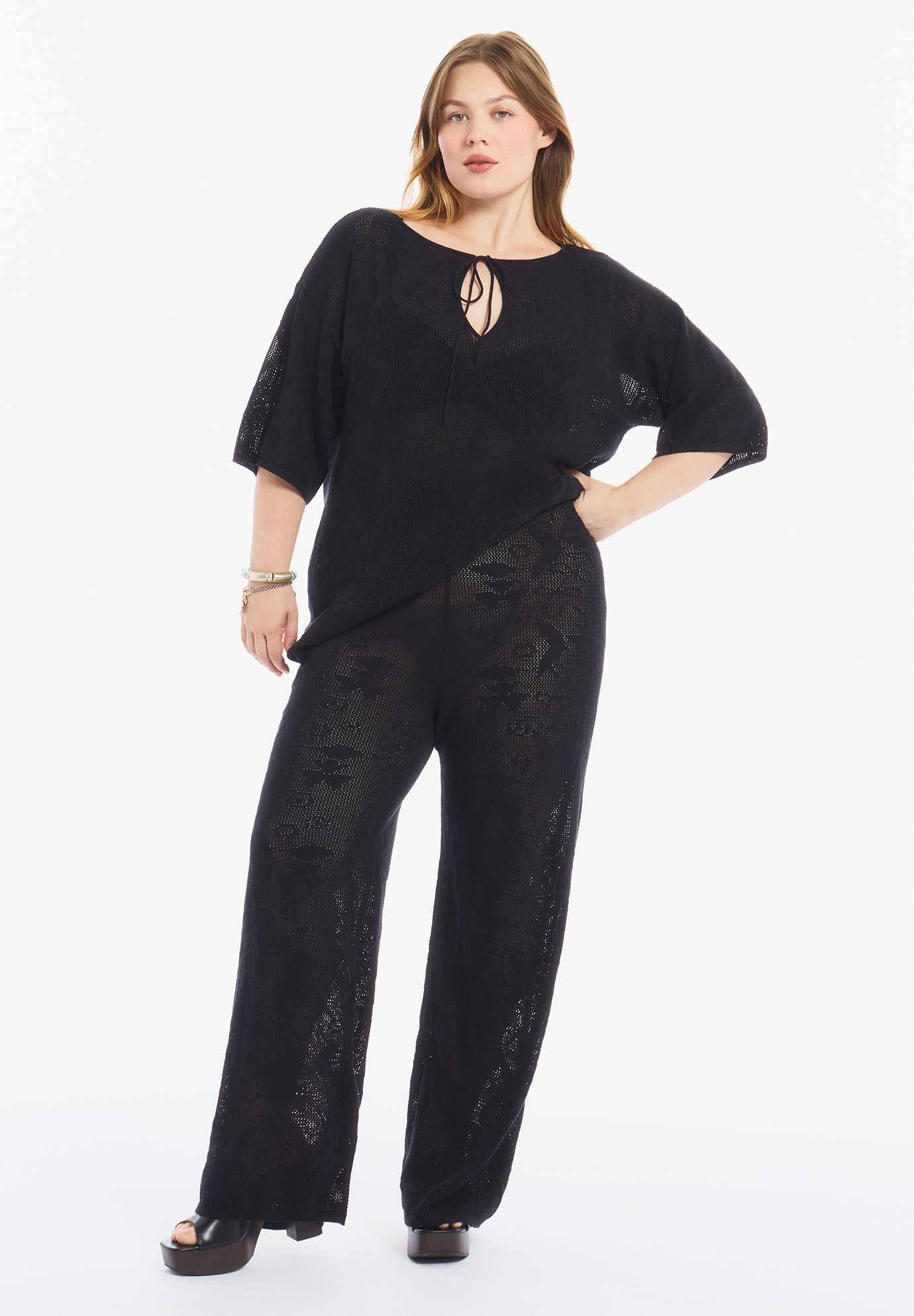 Straight-Leg Jacquard Knit Pant image number 1