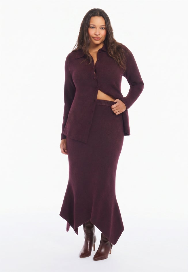 Intarsia Knit Trumpet Maxi Skirt image number 4