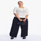 Lace-Trim Pointelle Sweater Top image number 1