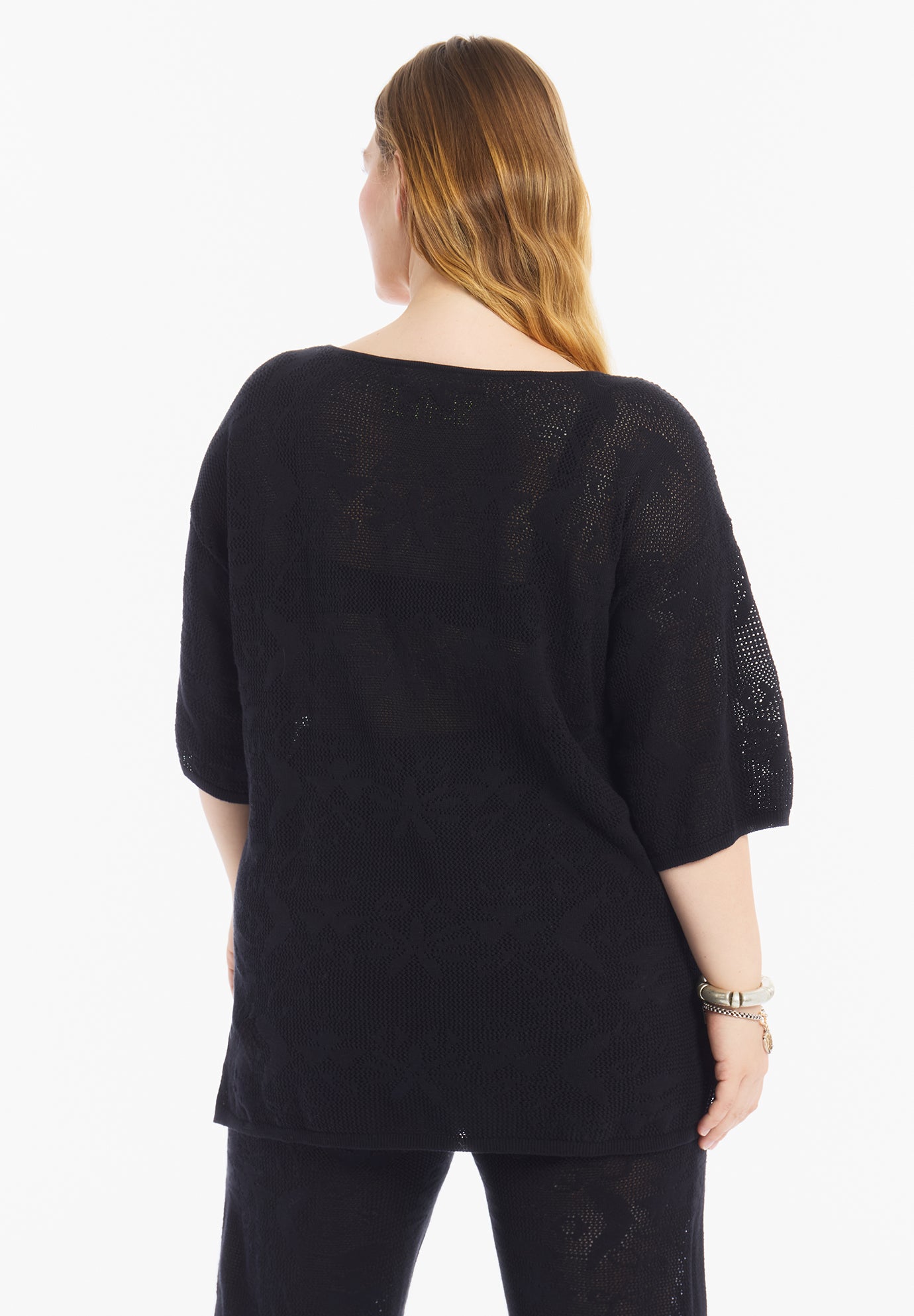 Tie-Neck Jacquard Knit Tunic image number 2