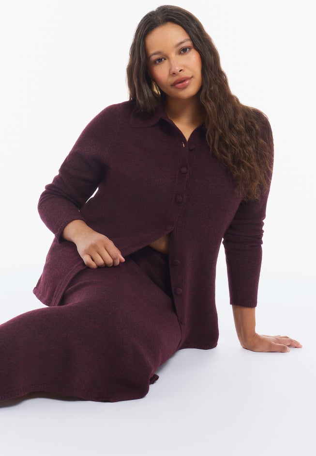 Button-Up Intarsia Knit Longline Cardigan image number 4