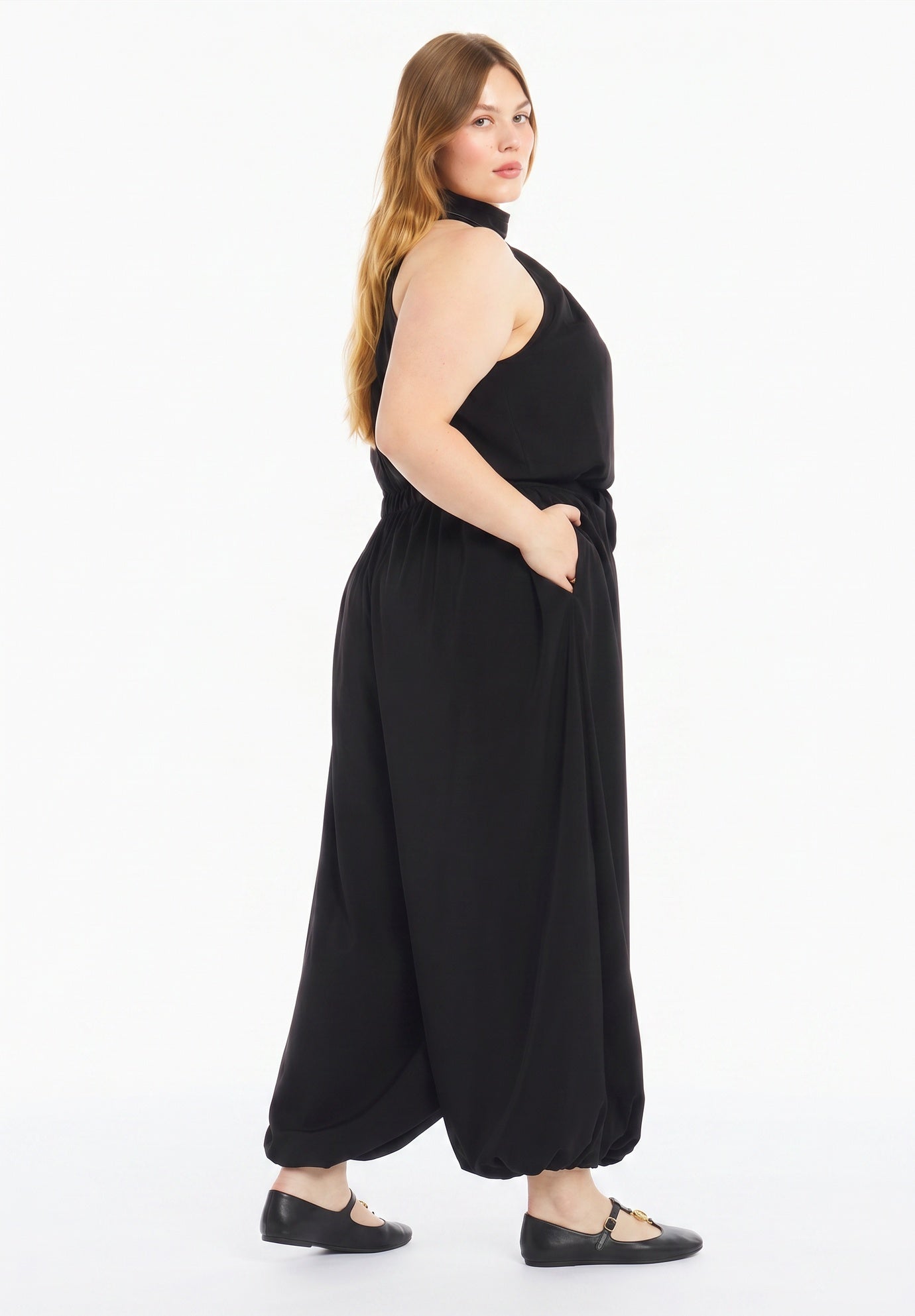 Elastic Waist Crepe Balloon Pant image number 3