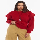 Sleeve Detail Mock Neck Sweater image number null