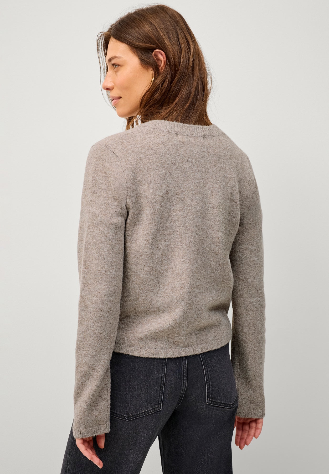 Crew Neck Boxy Button-front Cardigan image number 1