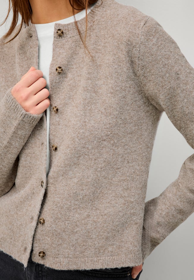 Crew Neck Boxy Button-front Cardigan image number 2