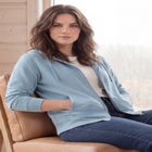 French Terry Long Sleeve Zip-Front Classic Hoodie image number 2