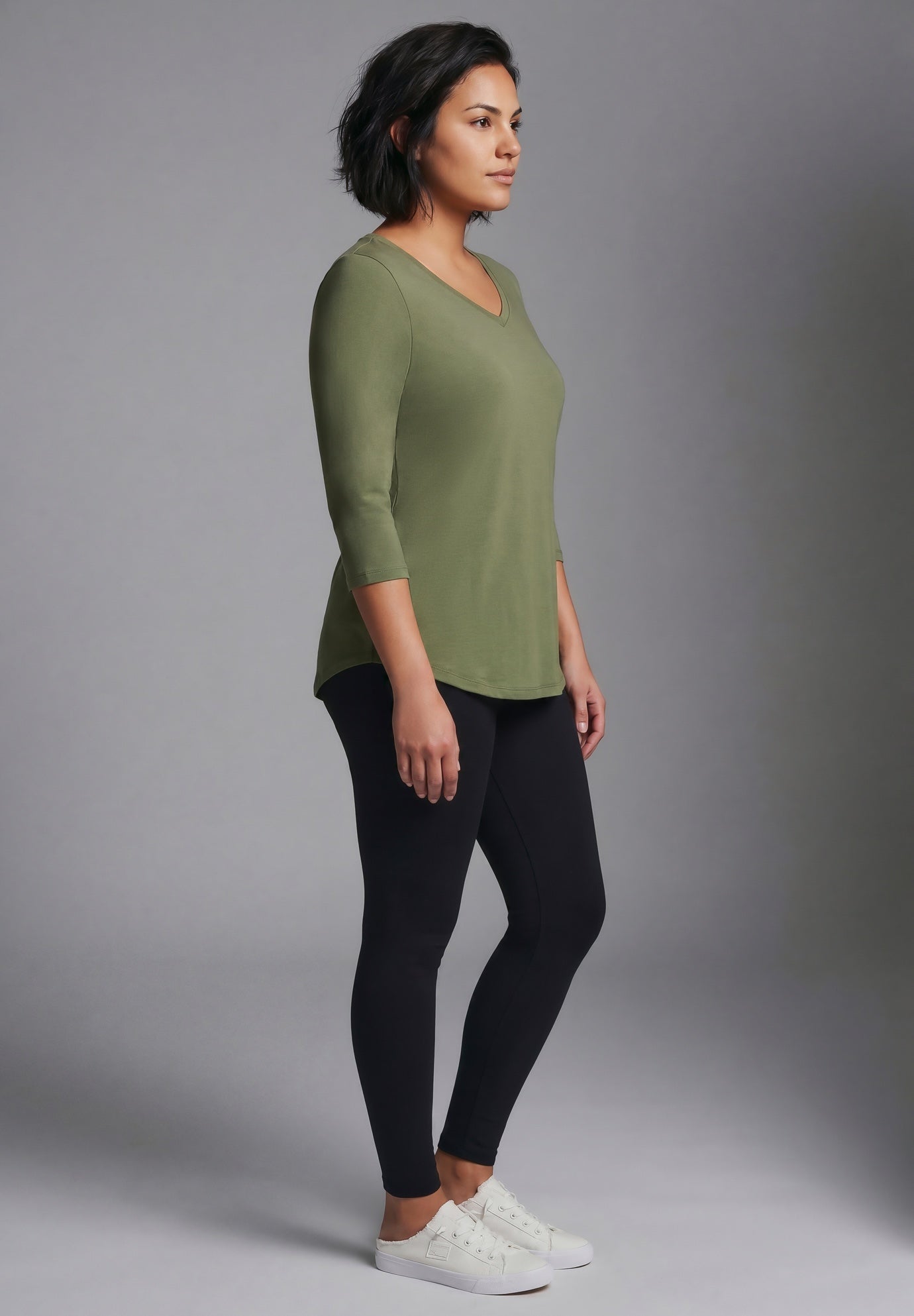 Signature 3/4 Sleeve V-Neck Tee image number 2